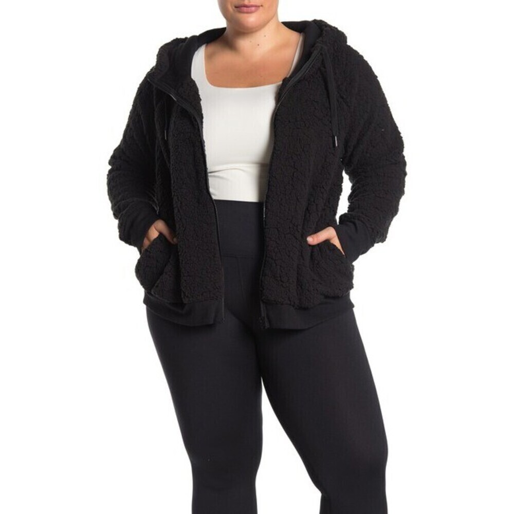 Z by Zella Faux Shearling Bomber Jacket Black Plus Size 2X Women’s Cozy